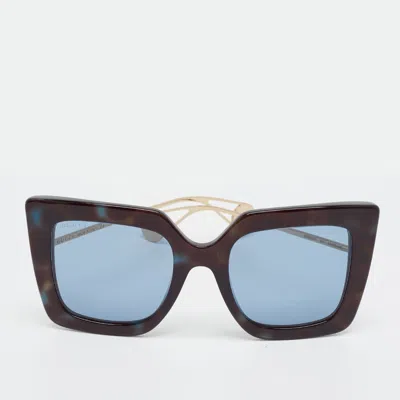 Pre-owned Gucci Black/blue Gg0435s Frame Square Sunglasses