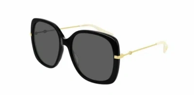 Pre-owned Gucci Black/gold 57 Mm Women's Sunglasses Gg0511s-001 57 In Gray