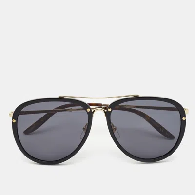 Pre-owned Gucci Black/gold Gg0662s Aviator Sunglasses
