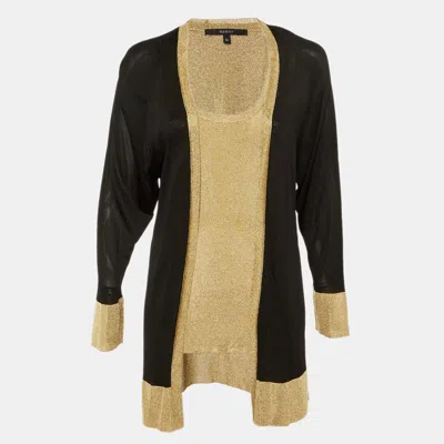 Pre-owned Gucci Black/gold Knit Sleeveless Top & Cardigan Set S/m