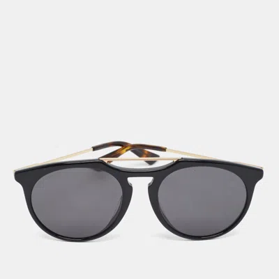 Pre-owned Gucci Black/gold Tone Gg0320s Frame Round Sunglasses