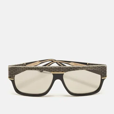 Pre-owned Gucci Black/grey Gradient Gg0483s Snakeskin Frame Square Sunglasses