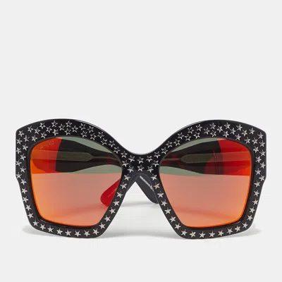 Pre-owned Gucci Black/orange Mirrored Gg3870/s Star Studded Butterfly Sunglasses