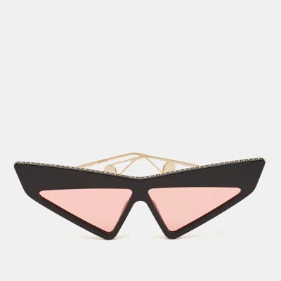 Pre-owned Gucci Black/pink Gg0430s Crystal Geometric Sunglasses