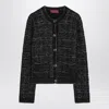 Gucci Women's Black/silver Wool And Lamã© Checked Cardigan | Size Medium | 805754xkedi In Gray