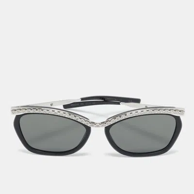 Pre-owned Gucci Black/silver Gg0617s Gg Crystals Cat Eye Sunglasses