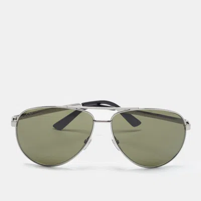 Pre-owned Gucci Black/silver Tone Gg0137s Aviator Sunglasses