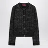 Gucci Women's Black/silver Wool And Lamã© Checked Cardigan | Size Medium | 805754xkedi