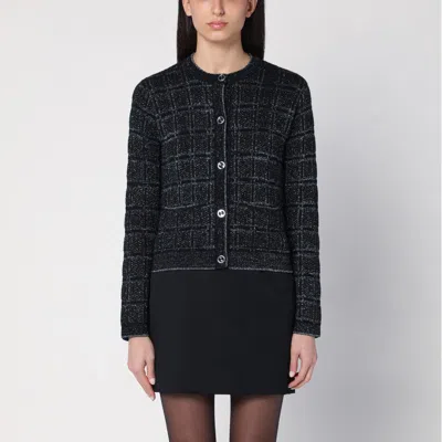 Gucci Black/silver Wool And Lamé Checked Cardigan