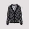 Gucci Black Reversible Cardigan With V Neck In Gg Canvas Woman In Blackwhite