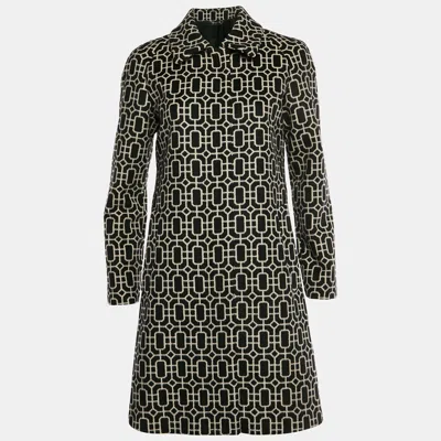 Pre-owned Gucci Black/white Octagonal Pattern Wool Single Breasted Coat M