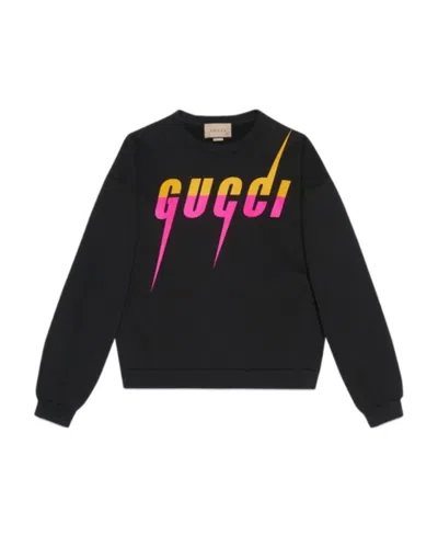 Gucci Blade Logo-print Cotton Sweatshirt In Black