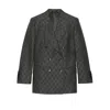 Gucci Monogram-pattern Double-breasted Blazer In Grey