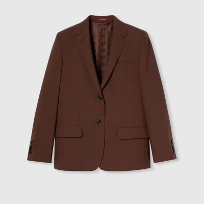 Gucci Blazer Aus Leichter Stretchwolle In Brown