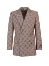 Gucci Men's Double-breasted Jacket In Beige