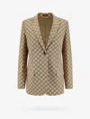Gucci Gg Supreme Double-breasted Blazer In Beige