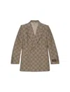 Gucci Maxi Horsebit Pattern Cotton Jacket In Beige