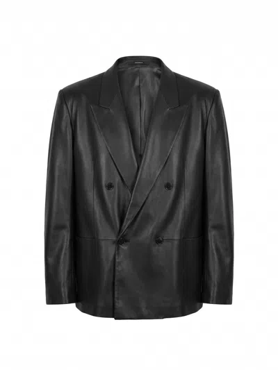 Gucci Chintzed Wool Double-breasted Blazer In Blue