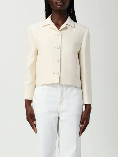 Gucci Wool And Silk Crepe Blazer With Notched Collar In Neutral
