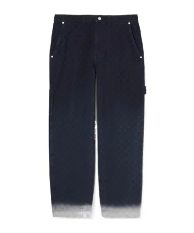 GUCCI BLEACHED GG COTTON DENIM JACQUARD PANT