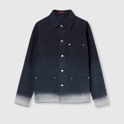 Gucci Bleached Gg Cotton Denim Jacquard Shirt