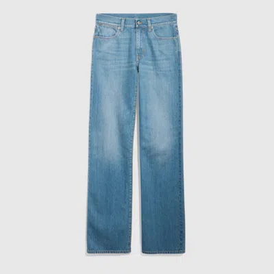 Gucci Bleached Washed Cotton Denim Pants In Blue