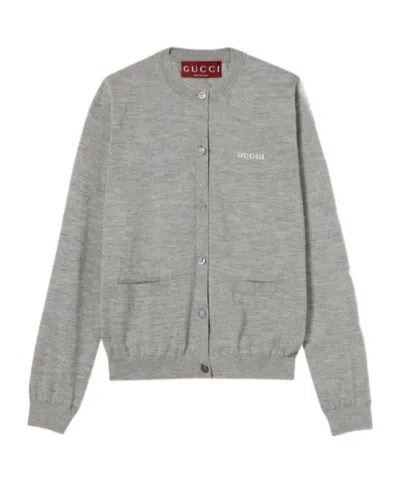 Gucci Blended Knitted Cardigan In Gray