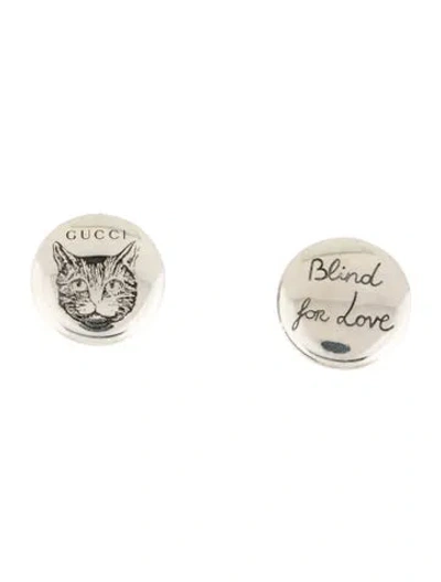 Pre-owned Gucci 'blind For Love' Feline Stud Earrings In Multicolor