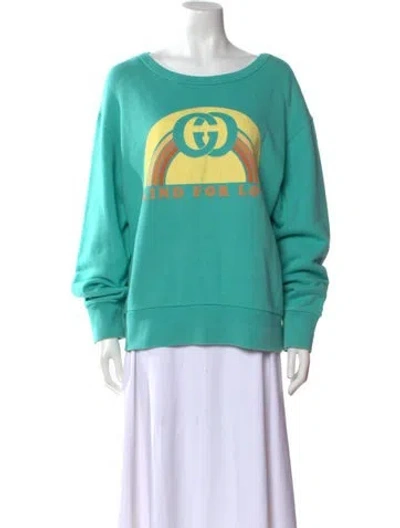 Pre-owned Gucci Blind For Love Graphic Print Sweatshirt In Blue