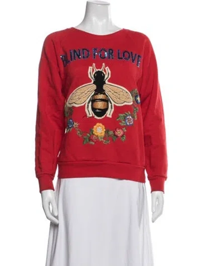 Pre-owned Gucci Blind For Love Graphic Print Sweatshirt In Red