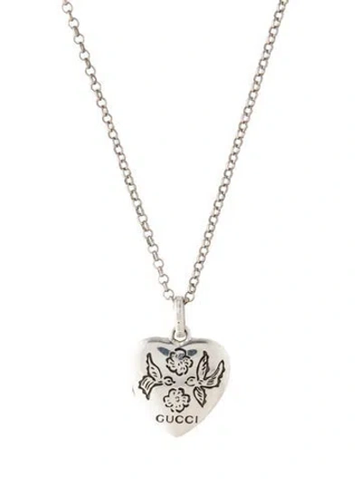 Pre-owned Gucci 'blind For Love' Heart Pendant Necklace, 19.5" In Multicolor