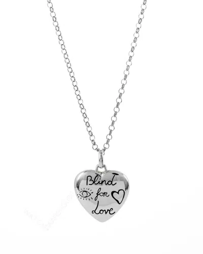 Pre-owned Gucci Blind For Love Heart Ss Necklace Ybb455542001 / Ybb45554200100u