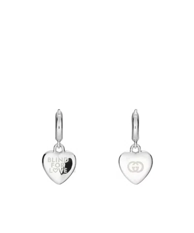 Gucci Blind For Love Hoop Earrings In Silver