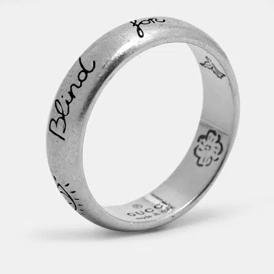 Pre-owned Gucci Blind For Love Sterling Silver Band Ring Size 55