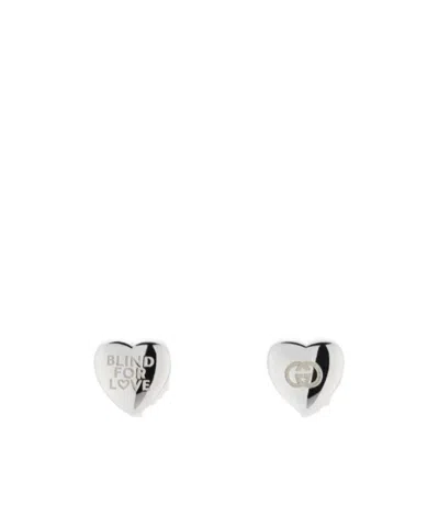 Gucci Blind For Love Stud Earrings In Silver