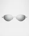 Gucci Block Bending 47mm Oval Metal Sunglasses In Gray