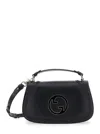 Gucci 'blondie' Black Handbag With Gg Logo Plaque On The Front In Leather Woman In Black