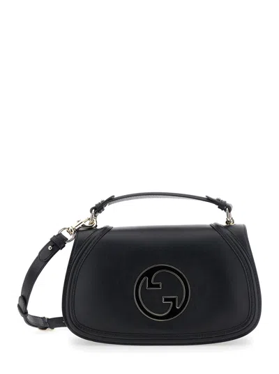 Gucci 'blondie' Black Handbag With Gg Logo Plaque On The Front In Leather Woman