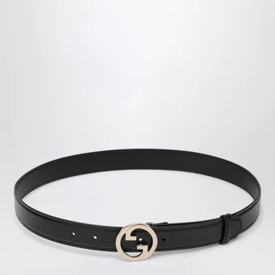 Gucci Blondie Black Leather Belt In Blue