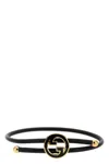 Gucci Bracelet With Enamel Round Interlocking G In Black