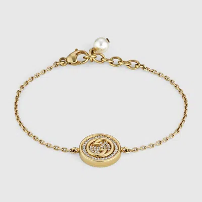 Gucci Blondie Bracelet With Crystals In Gold-toned Metal
