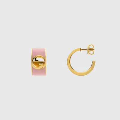 Gucci Blondie Enamel Hoop Earrings In Gold