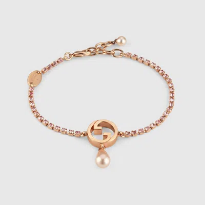 Gucci Blondie Crystal Bracelet In Rose-toned Metal