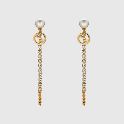 Gucci Blondie Crystal Cascade Earrings In Gold-toned Metal