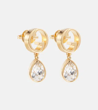 Gucci Blondie Crystal-embellished Earrings In Gold