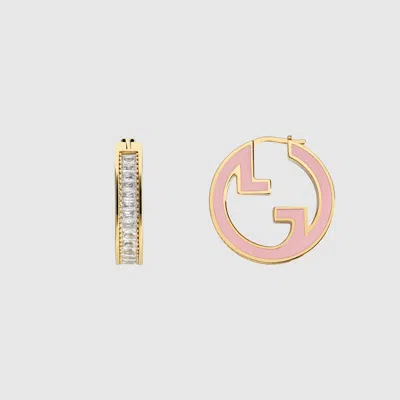 Gucci Blondie Crystal Enamel Earrings In Gold