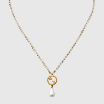 Gucci Blondie Crystal Necklace In Gold