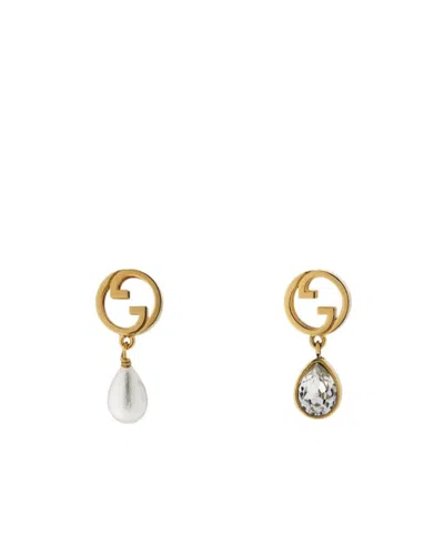 Gucci Blondie Crystal Pearl Earrings In Multicolor