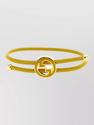 Gucci Blondie Double Strap Tubular Leather Bracelet In Yellow