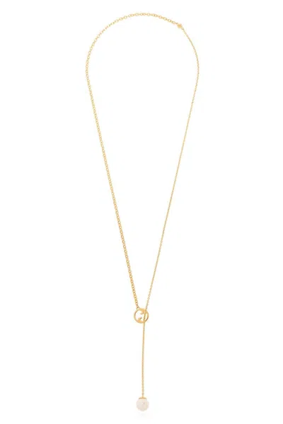 Gucci Blondie Embellished Drop Necklace In Cream